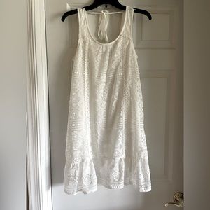 Lace tank white dress with ruffle rim